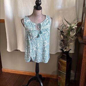 Lucky Brand Teal and White Floral Top